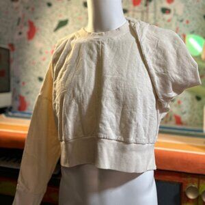 Daniel Patrick Long Sleeve White Crop Top - L